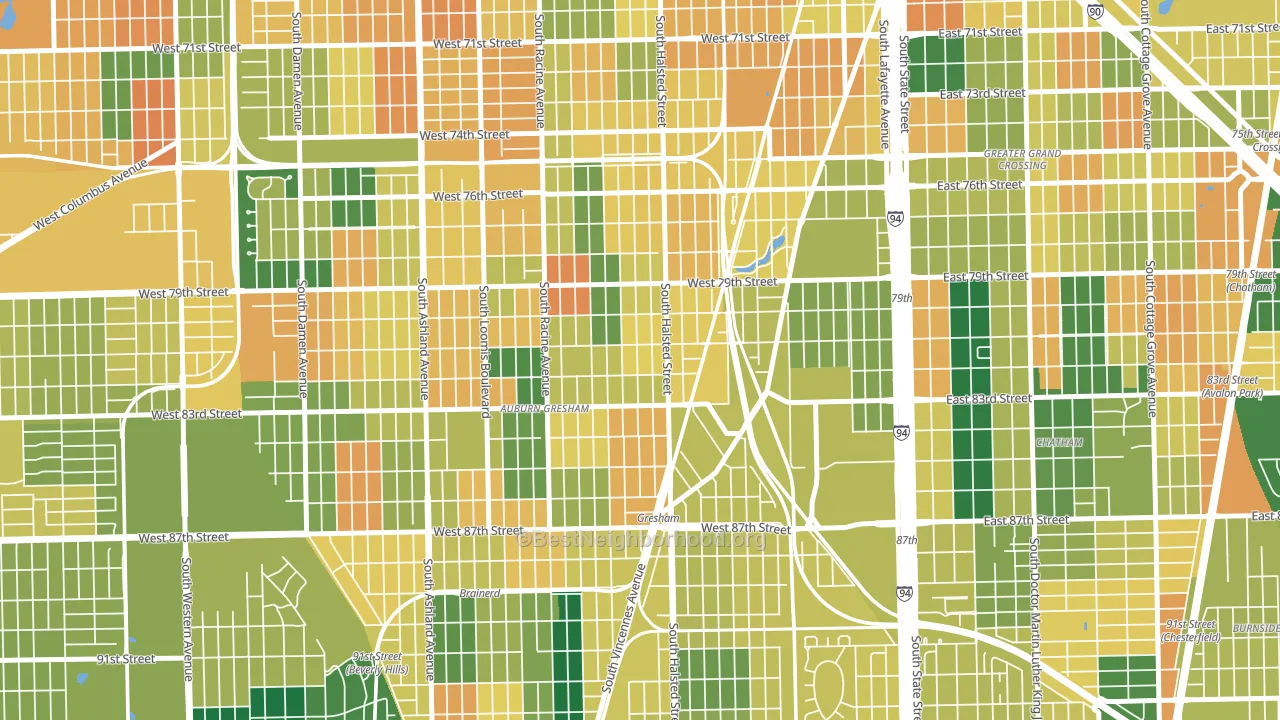 Chester Highlands, Chicago, IL block-group voter-turnout map