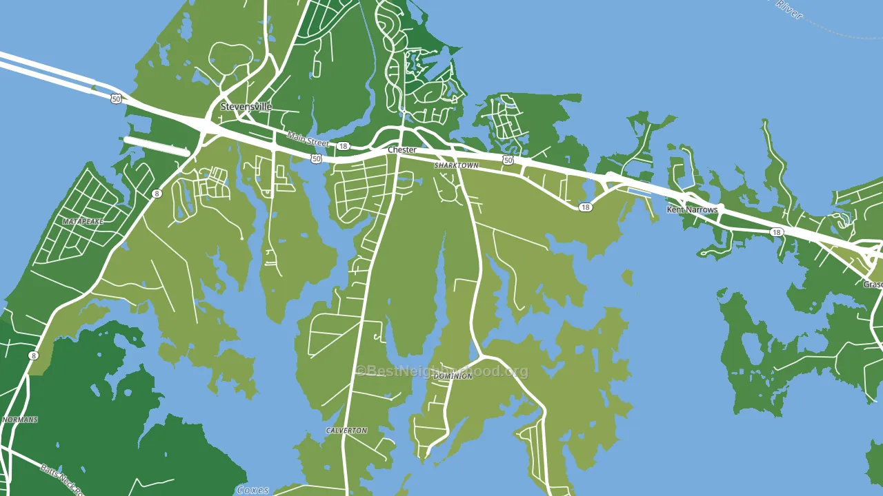 Chester, MD block-group voter-turnout map