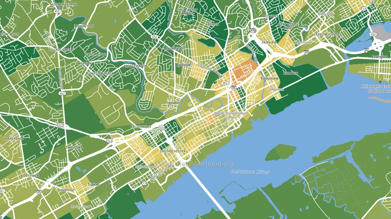 Chester, PA block-group voter-turnout map