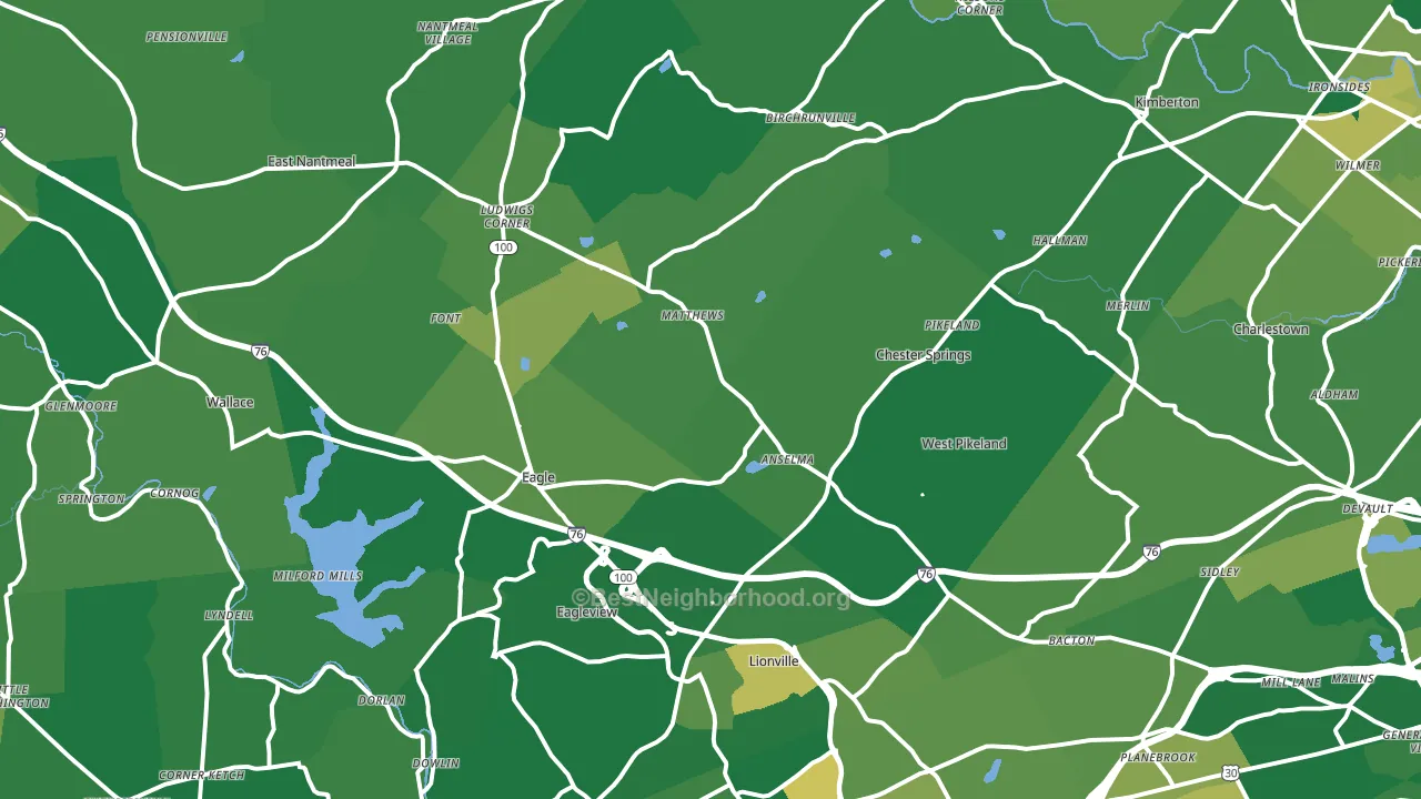 Chester Springs, PA block-group voter-turnout map