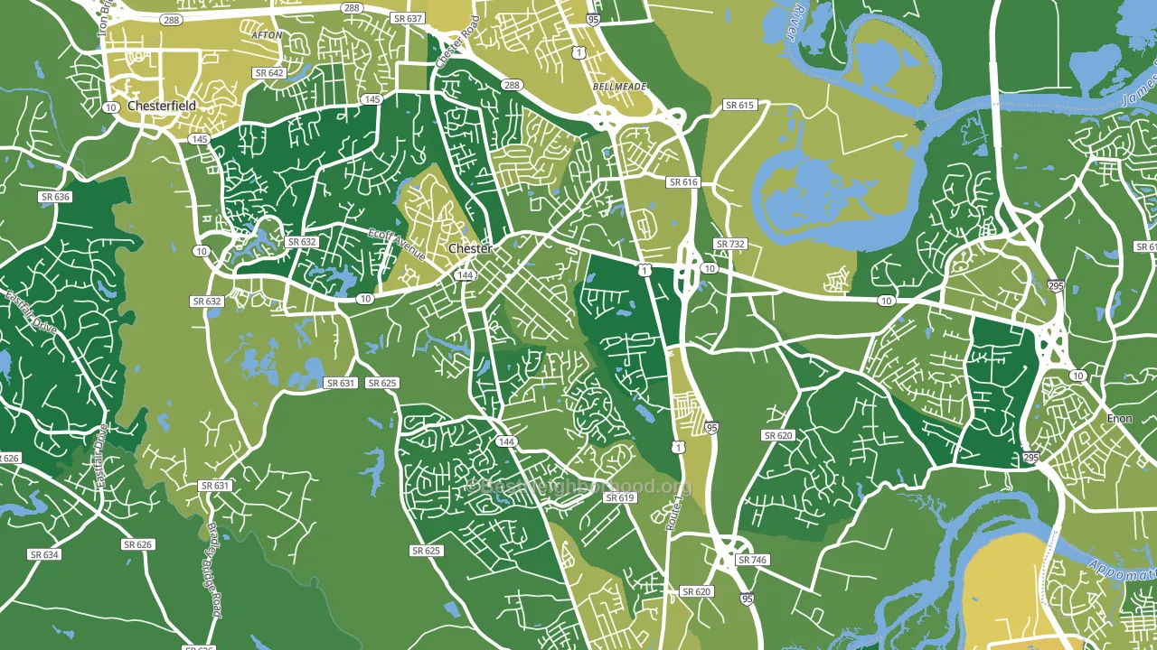 Chester, VA block-group voter-turnout map