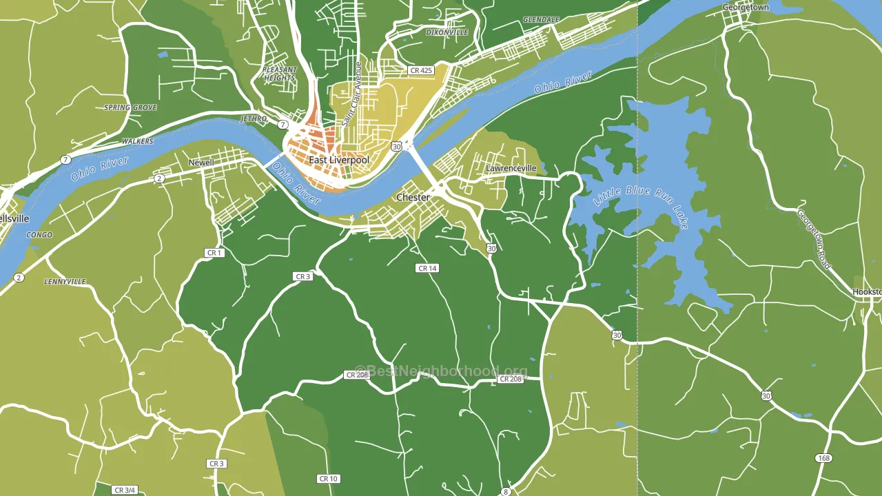 Chester, WV block-group voter-turnout map