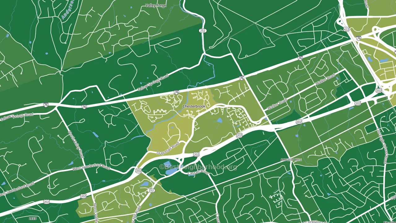 Chesterbrook, PA block-group voter-turnout map