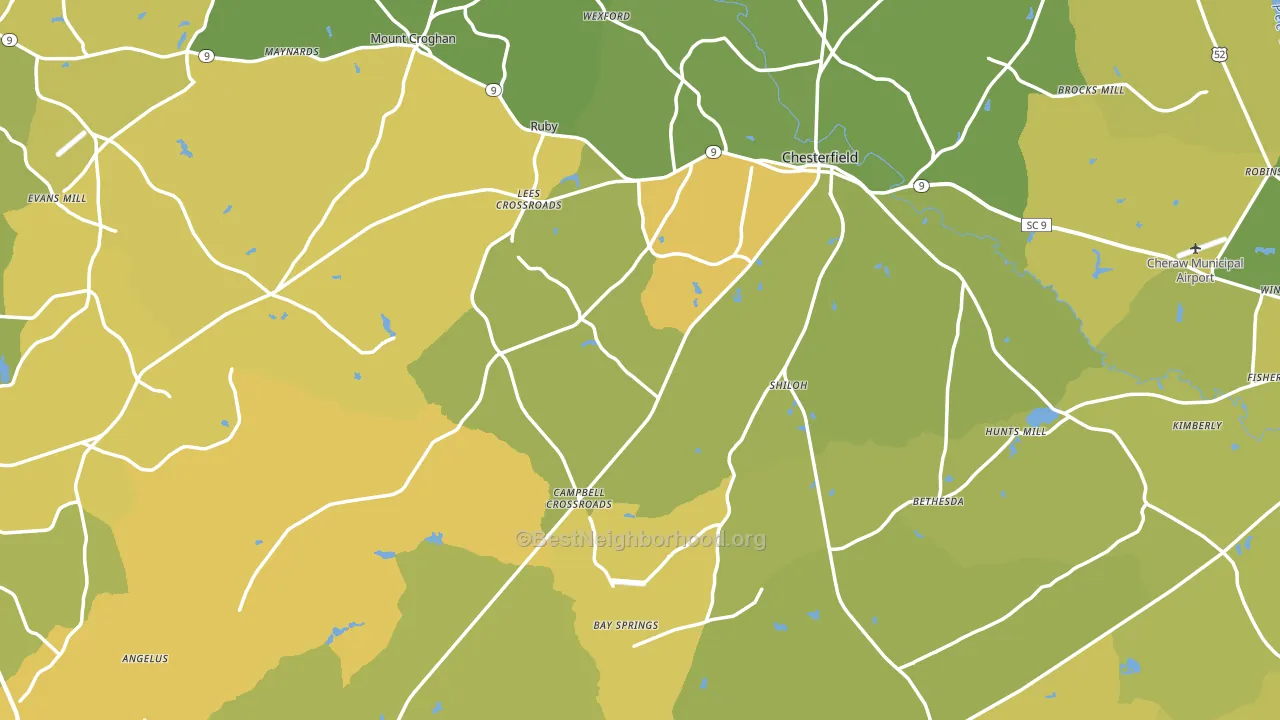 Chesterfield County, SC block-group voter-turnout map