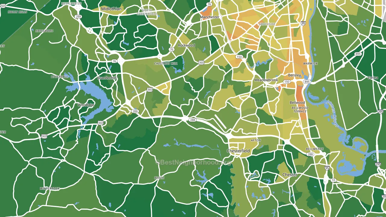 Chesterfield County, VA block-group voter-turnout map