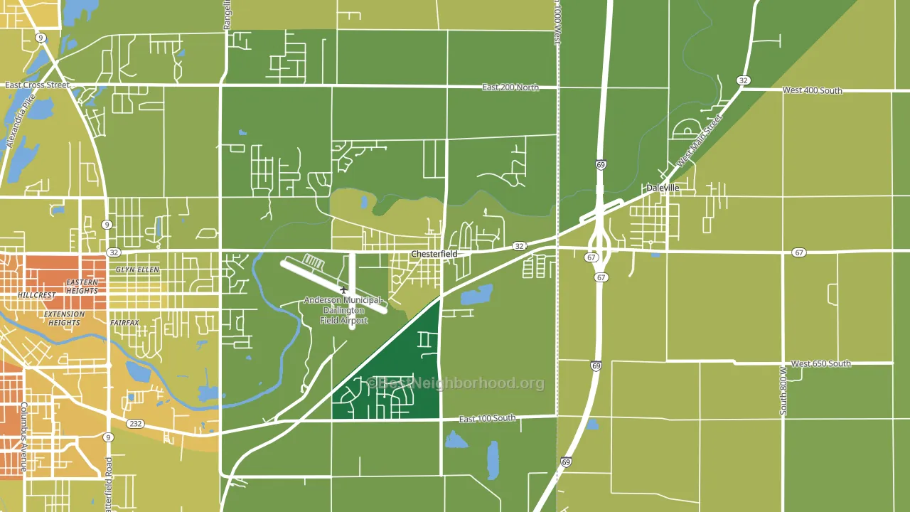 Chesterfield, IN block-group voter-turnout map
