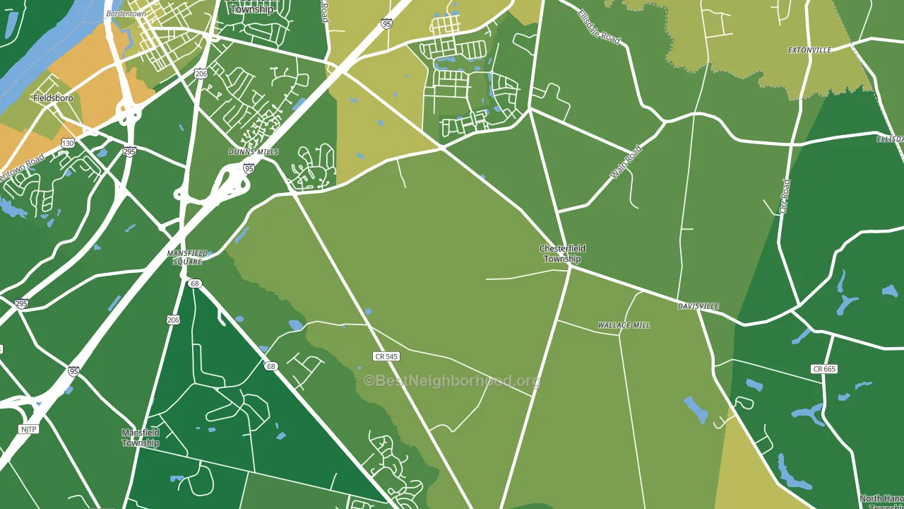 Chesterfield, NJ block-group voter-turnout map