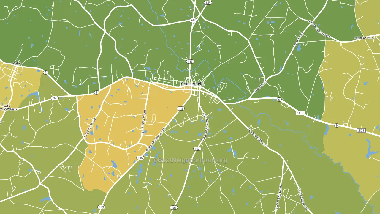 Chesterfield, SC block-group voter-turnout map