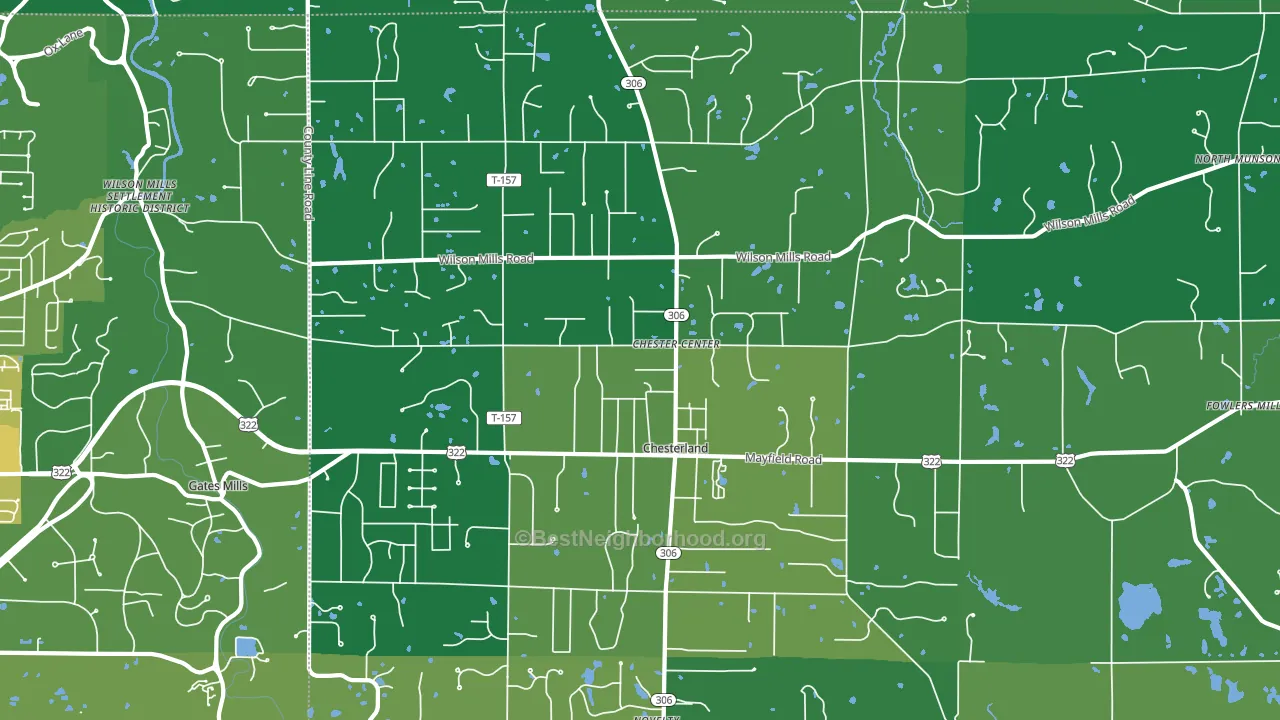 Chesterland, OH block-group voter-turnout map