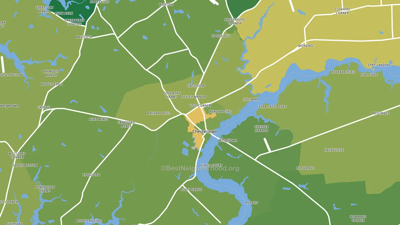 Chestertown, MD block-group voter-turnout map