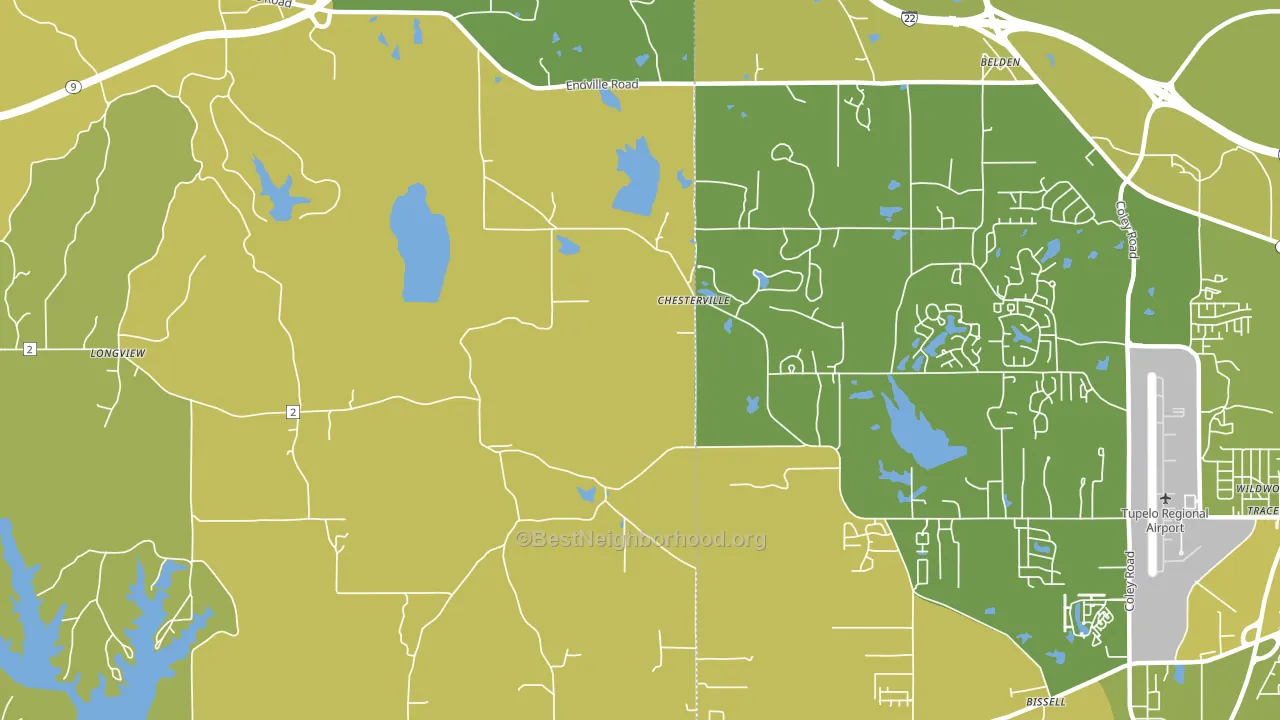 Chesterville, MS block-group voter-turnout map