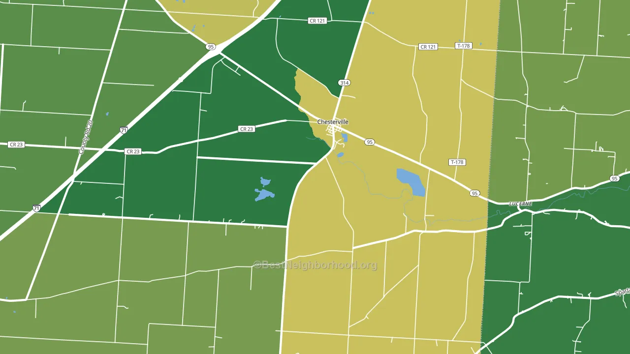 Chesterville, OH block-group voter-turnout map