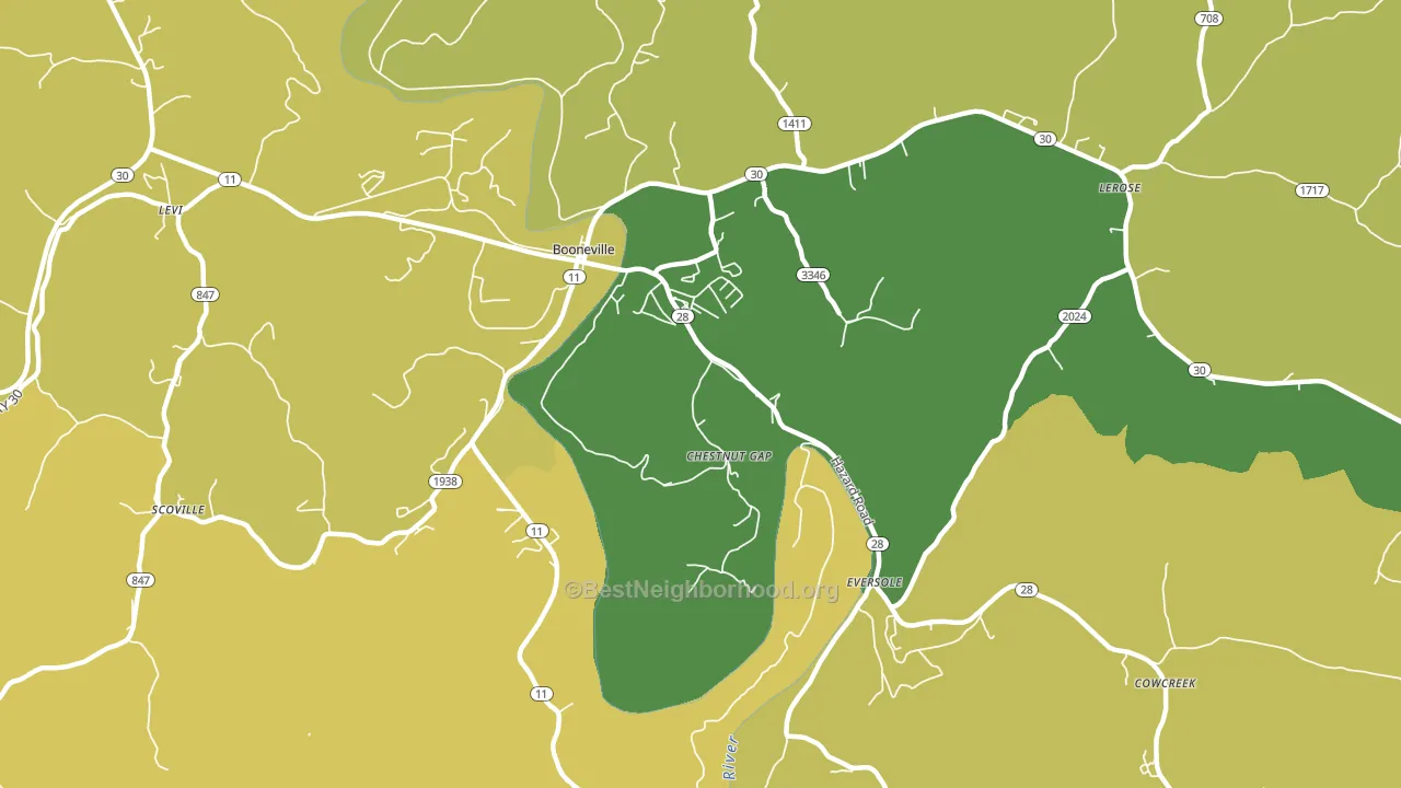 Chestnut Gap, KY block-group voter-turnout map