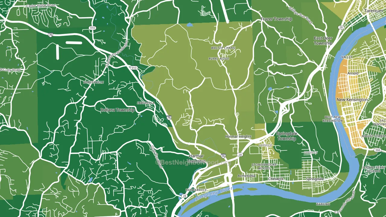 Cheswick, PA block-group voter-turnout map