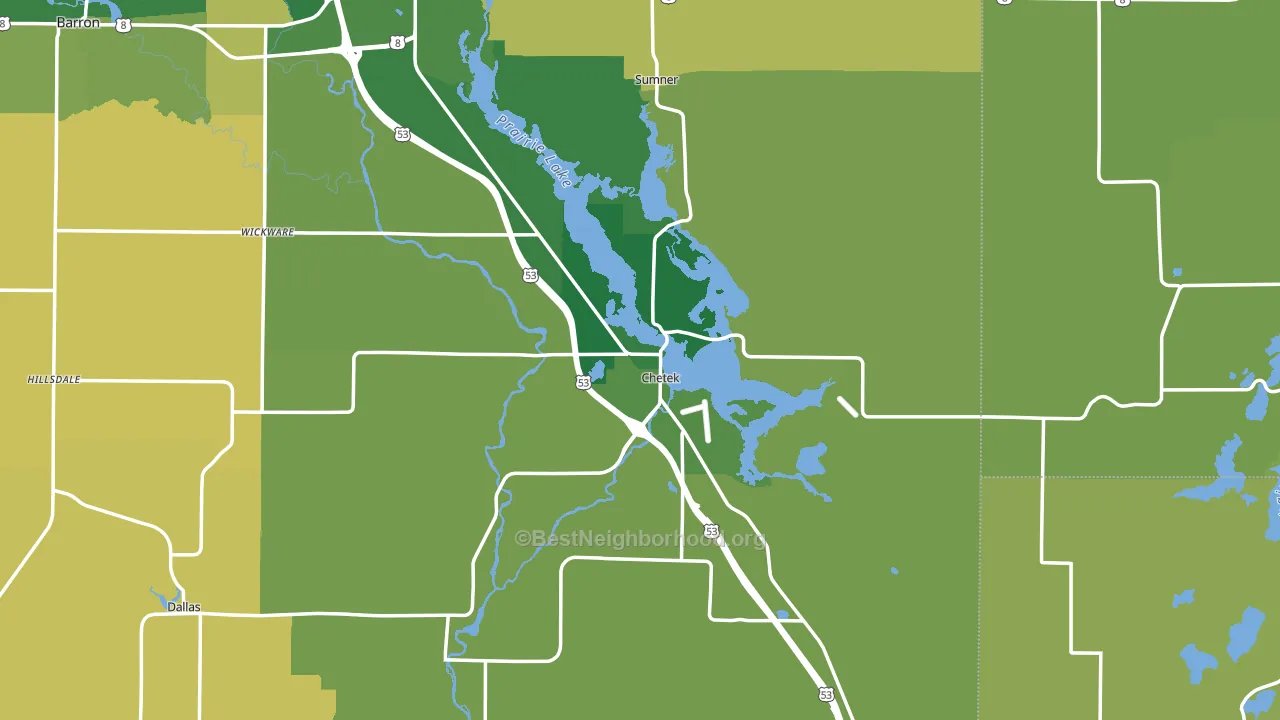 Chetek, WI block-group voter-turnout map