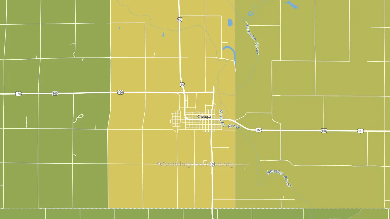 Chetopa, KS block-group voter-turnout map