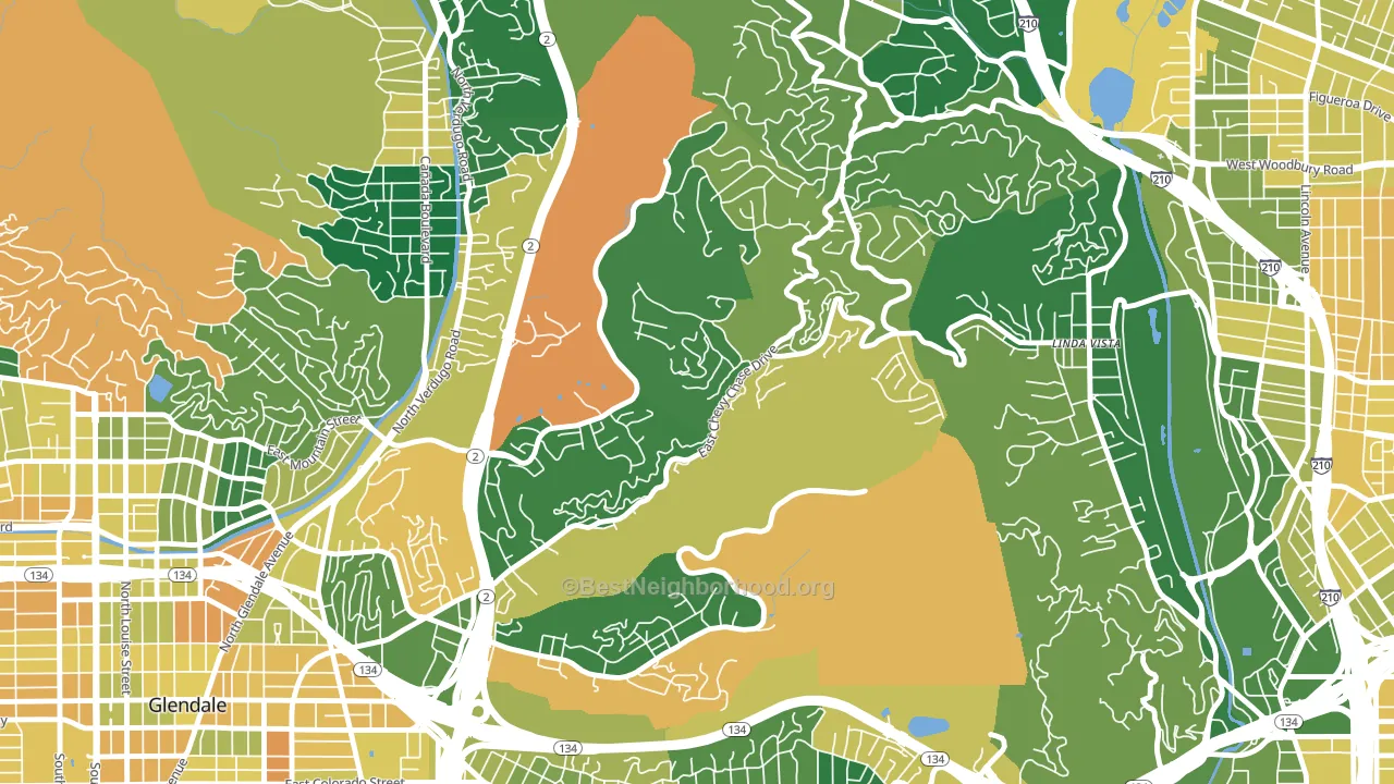Chevy Chase, Glendale, CA block-group voter-turnout map
