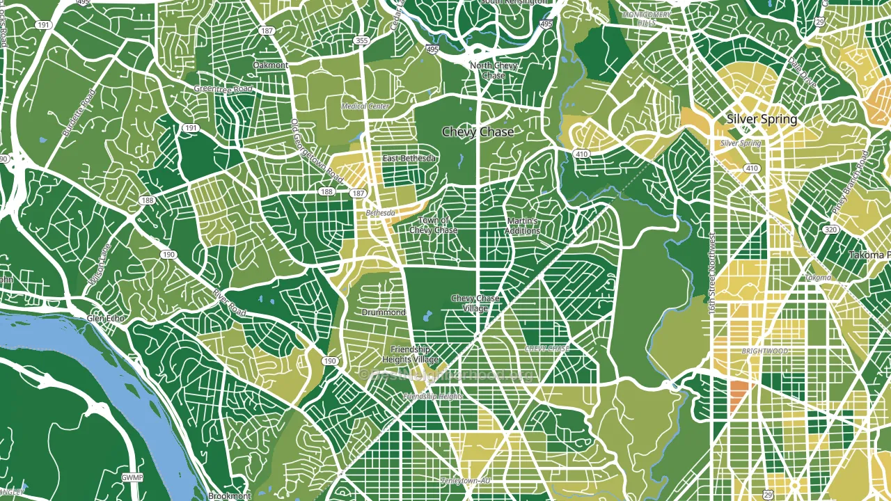 Chevy Chase, MD block-group voter-turnout map