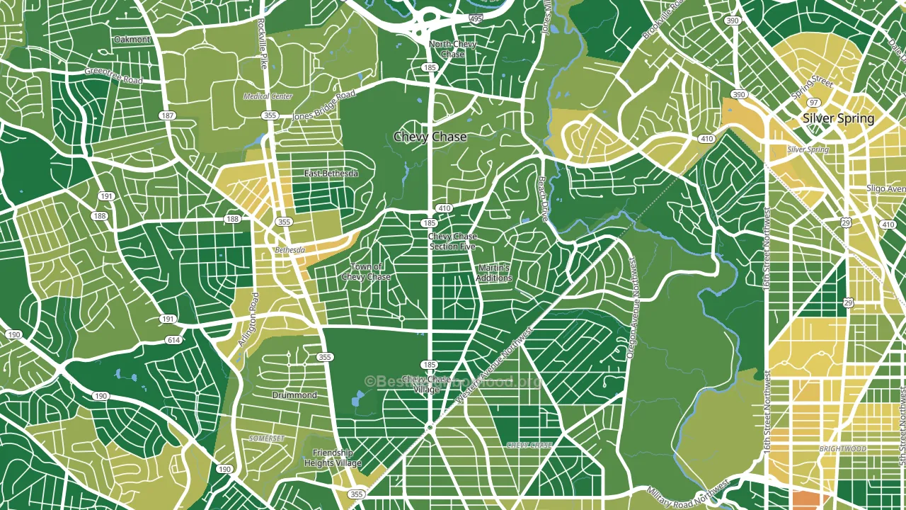 Chevy Chase Section Five, MD block-group voter-turnout map