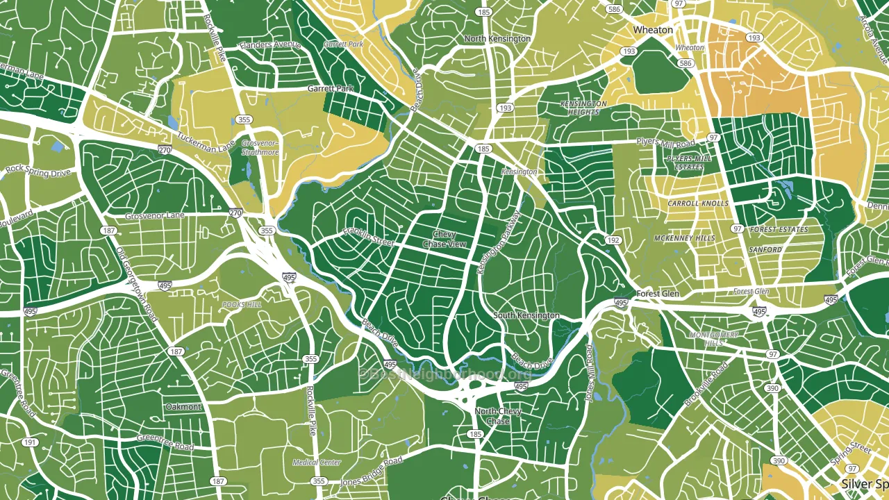 Chevy Chase View, MD block-group voter-turnout map