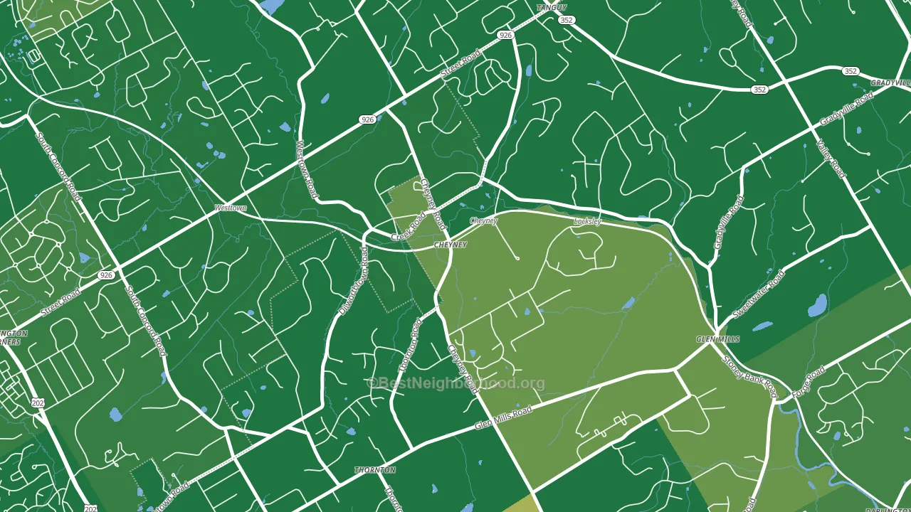 Cheyney, PA block-group voter-turnout map