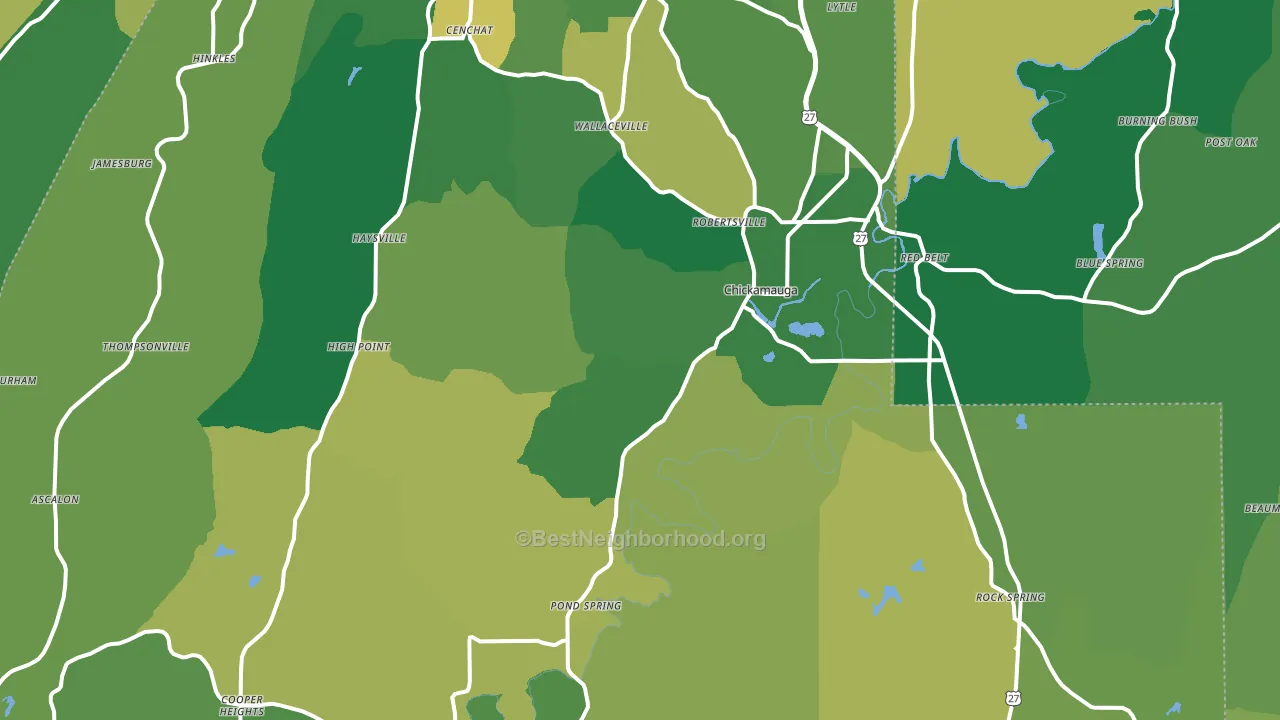 Chickamauga, GA block-group voter-turnout map