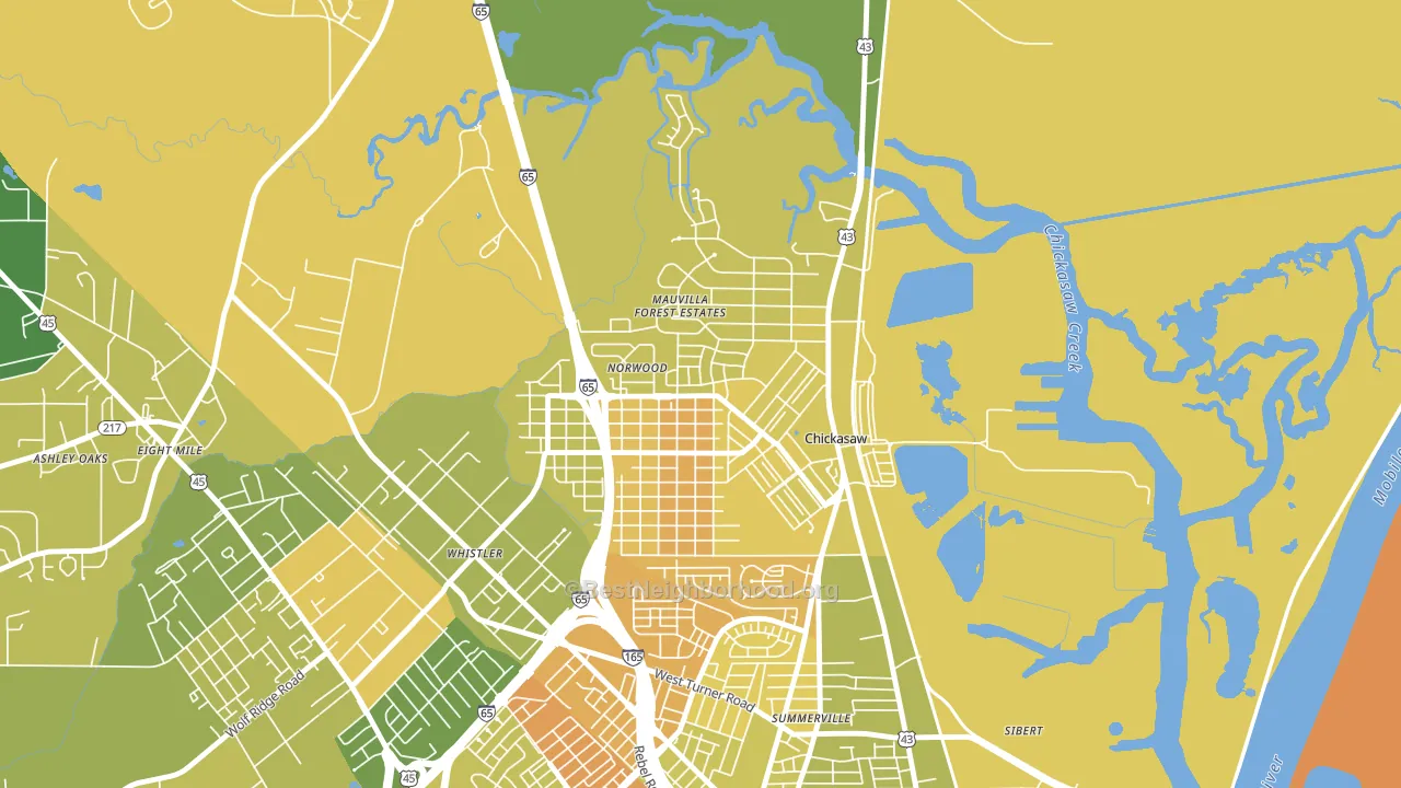 Chickasaw, AL block-group voter-turnout map