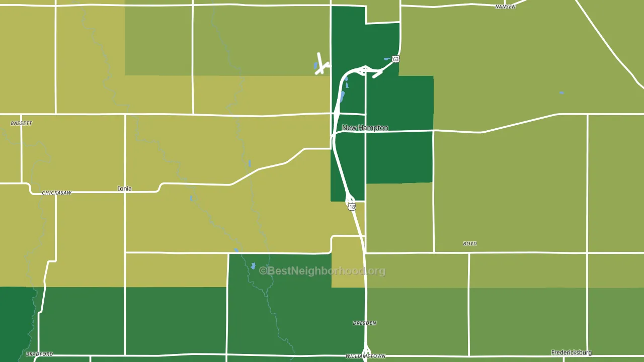 Chickasaw County, IA block-group voter-turnout map