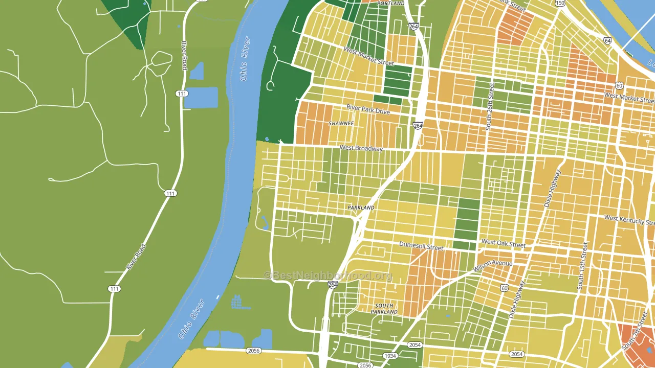 Chickasaw, Louisville, KY block-group voter-turnout map