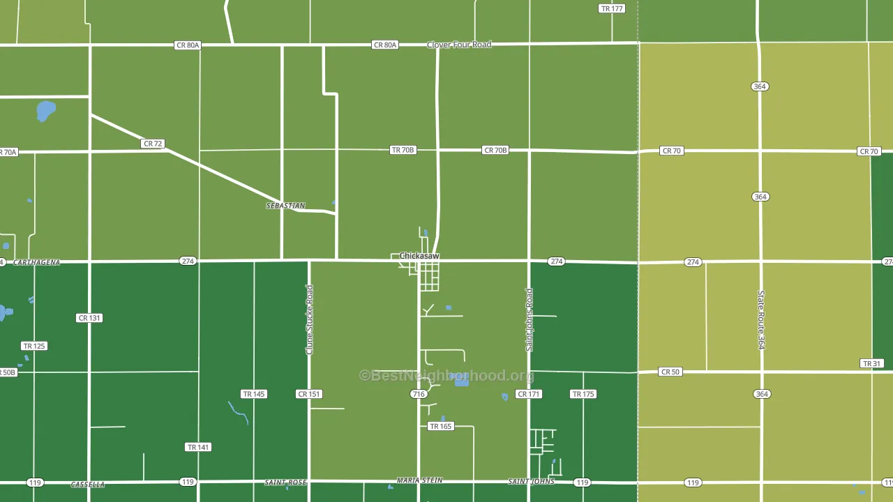 Chickasaw, OH block-group voter-turnout map