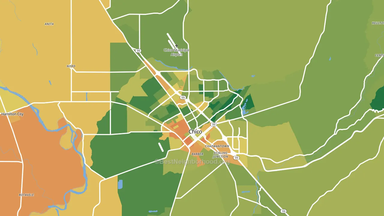 Chico, CA block-group voter-turnout map
