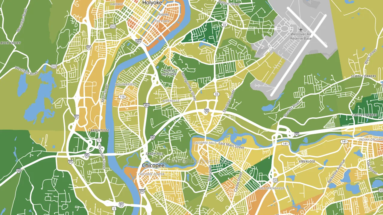 Chicopee, MA block-group voter-turnout map