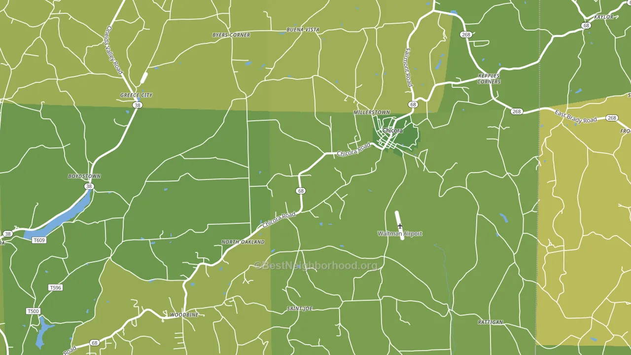 Chicora, PA block-group voter-turnout map
