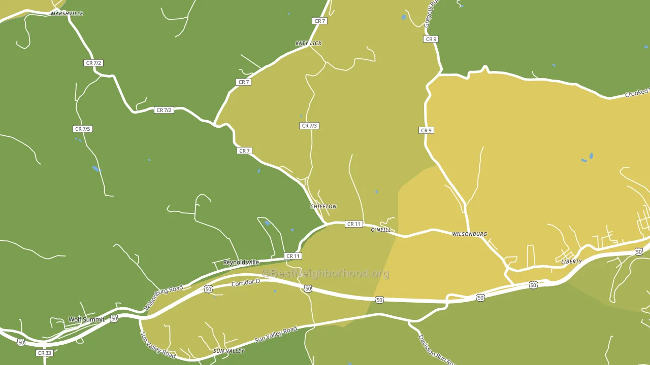 Chiefton, WV block-group voter-turnout map