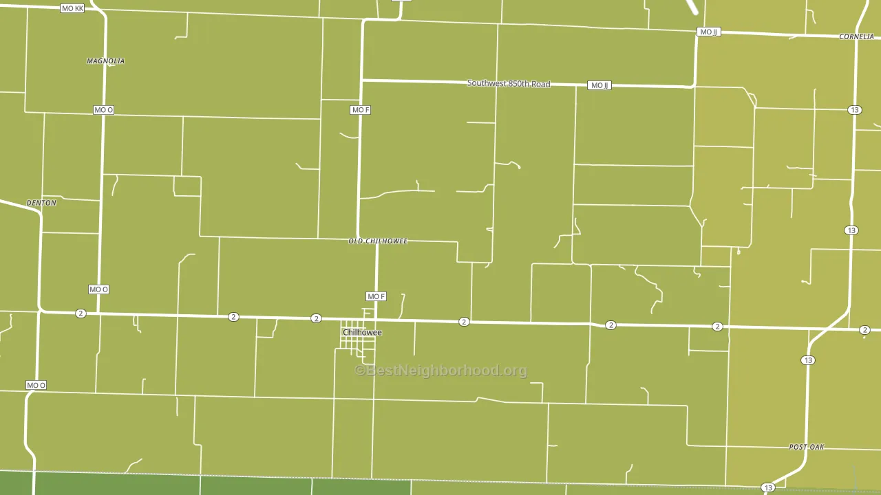 Chilhowee, MO block-group voter-turnout map