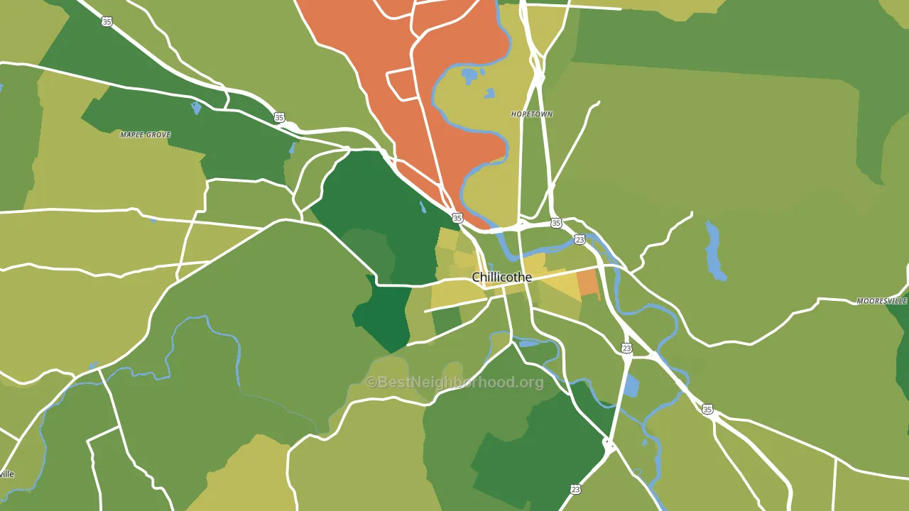 Chillicothe, OH block-group voter-turnout map