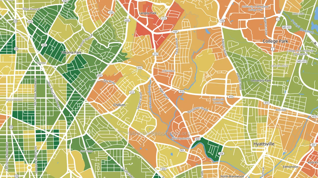 Chillum, MD block-group voter-turnout map