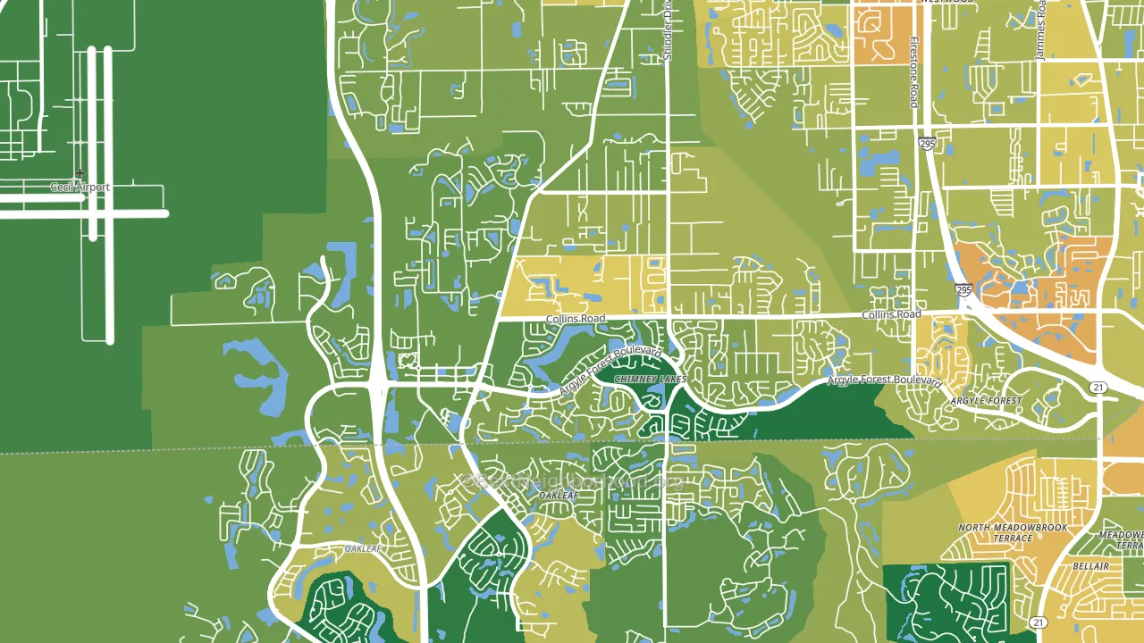 Chimney Lakes, Jacksonville, FL block-group voter-turnout map