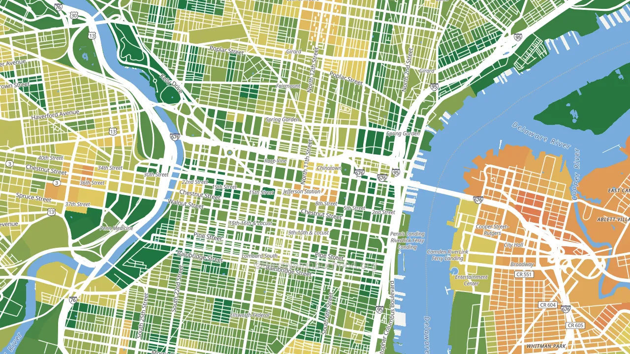 Chinatown, Philadelphia, PA block-group voter-turnout map