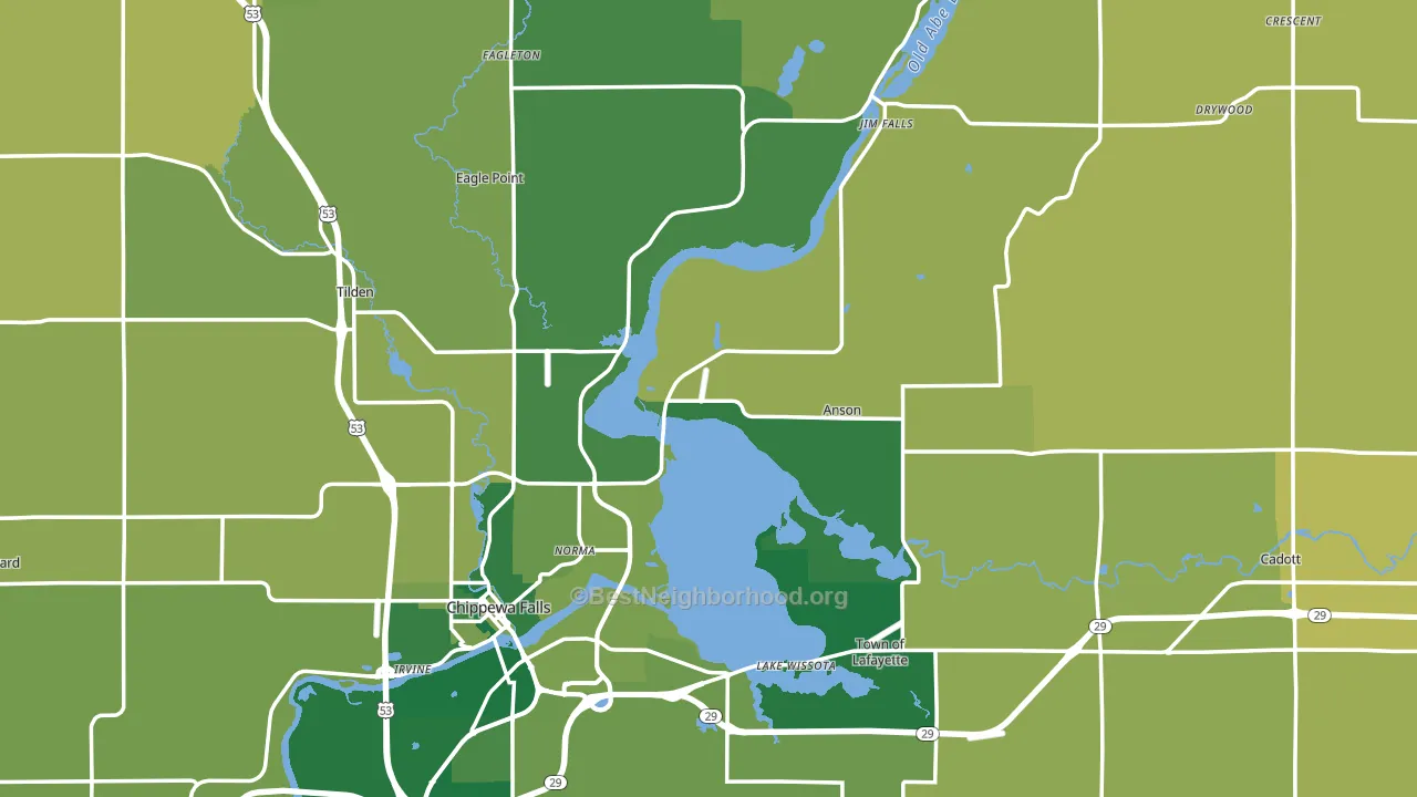 Chippewa County, WI block-group voter-turnout map