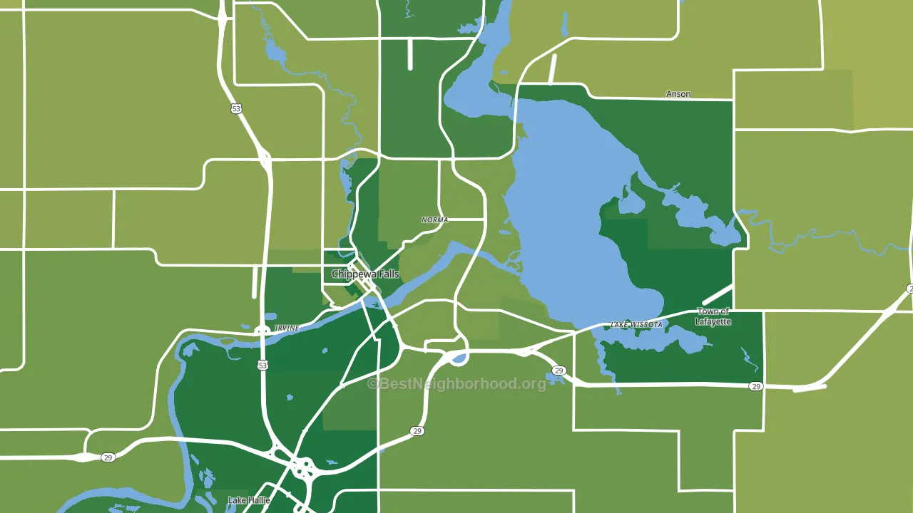 Chippewa Falls, WI block-group voter-turnout map