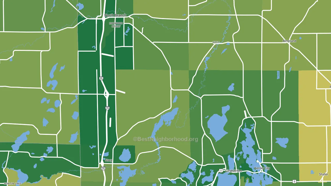 Chisago County, MN block-group voter-turnout map