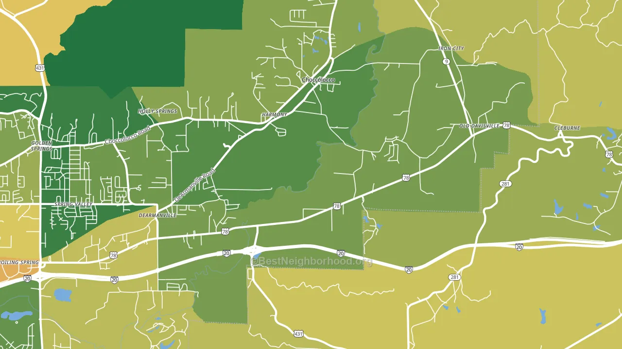Choccolocco, AL block-group voter-turnout map