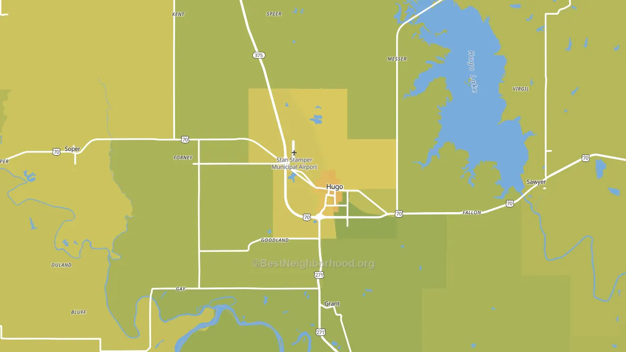 Choctaw County, OK block-group voter-turnout map