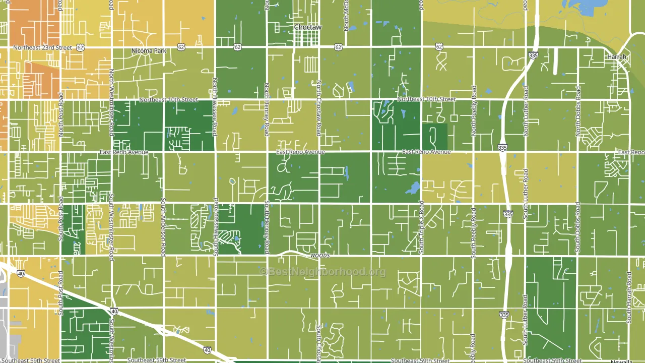 Choctaw, OK block-group voter-turnout map