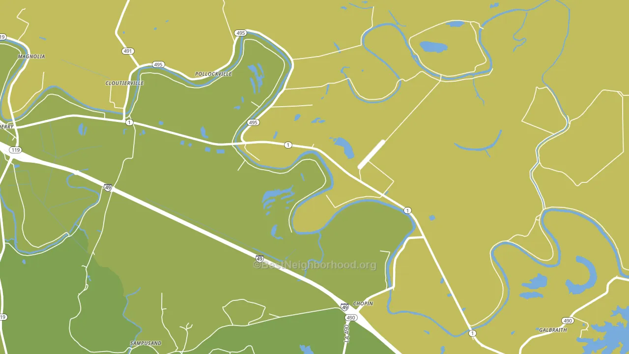 Chopin, LA block-group voter-turnout map