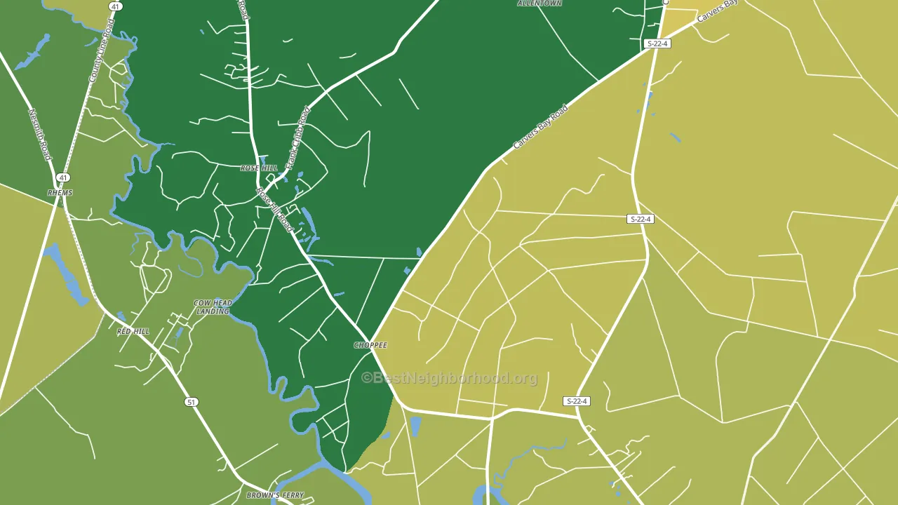 Choppee, SC block-group voter-turnout map