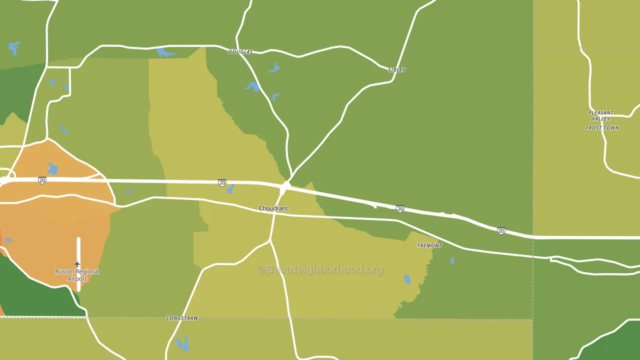 Choudrant, LA block-group voter-turnout map