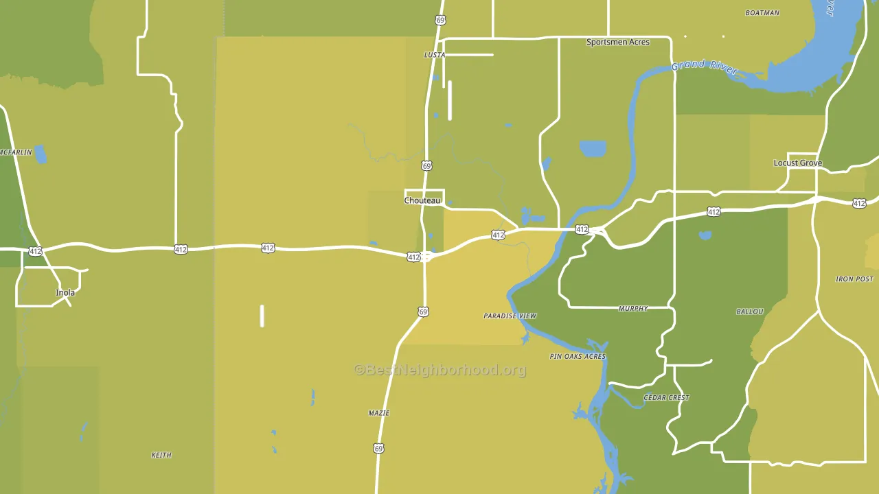 Chouteau, OK block-group voter-turnout map