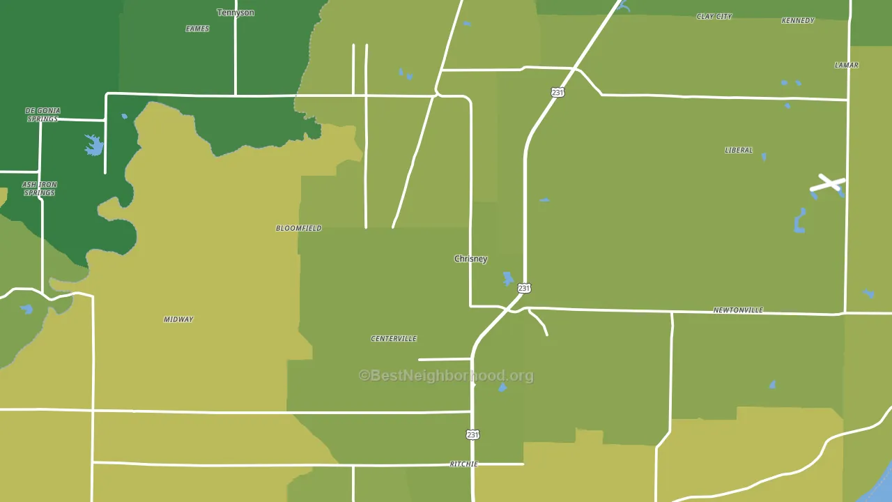 Chrisney, IN block-group voter-turnout map